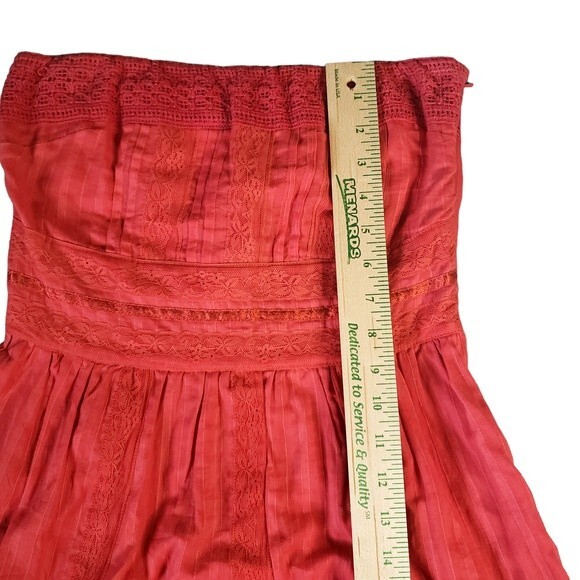 Vintage Forever Dark Coral Flirty Strapless Mini Dress w/Lace Details - S - Picture 10 of 11